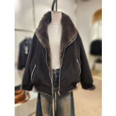 리버시블배색 퍼 야상점퍼